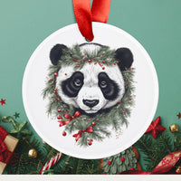 Thumbnail for PERSONALIZED Santa Panda Acrylic Ornament with Ribbon