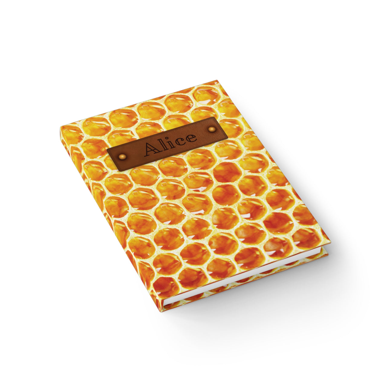 Beehive and Leather Name Plate All-Over-Print Hardcover Journal, Matte with Lined or Blank Pages, Luxury Printed Cover