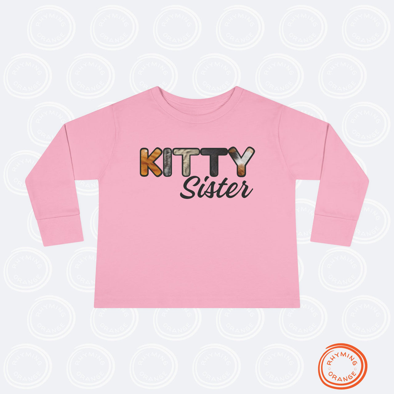 Cat Sister Toddler Tee, Long Sleeve Furry Letter Custom Tshirt Pet Sibling, Kitty Surprise Birthday Gift, Expecting Mom Gift, Family Pajamas