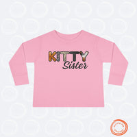 Thumbnail for Cat Sister Toddler Tee, Long Sleeve Furry Letter Custom Tshirt Pet Sibling, Kitty Surprise Birthday Gift, Expecting Mom Gift, Family Pajamas