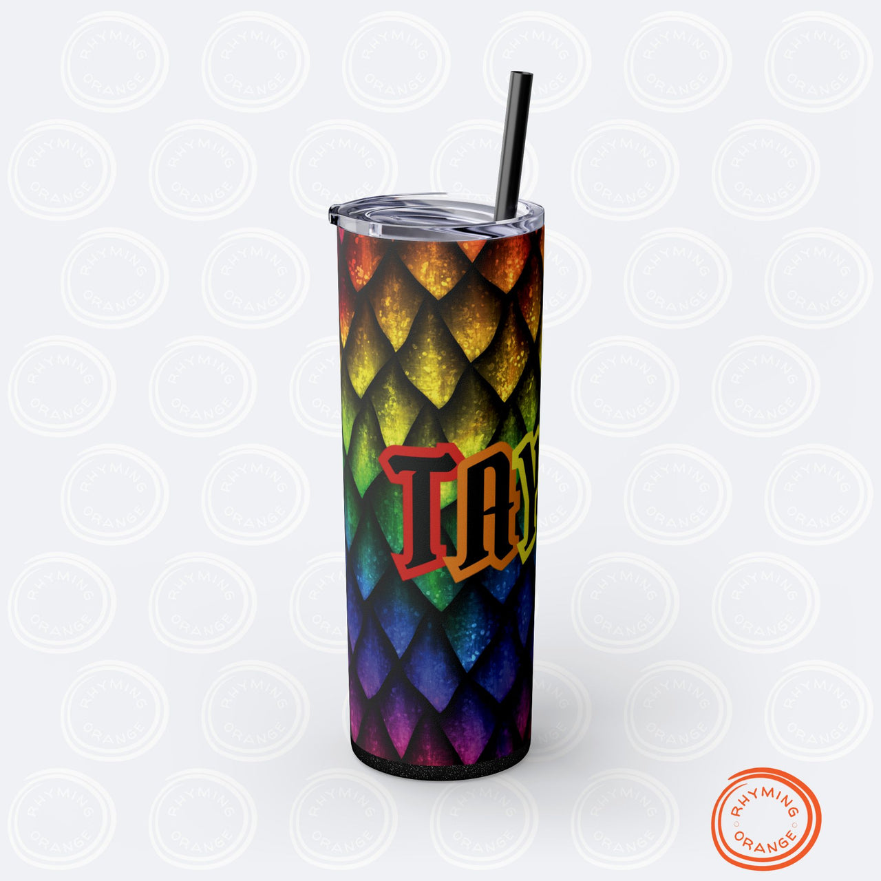 Personalized Dragon Scales Skinny Tumbler with Straw, Custom 20oz Stainless Steel Insulated Fantasy Sublimation Tumbler, Gamer Gift Him Her