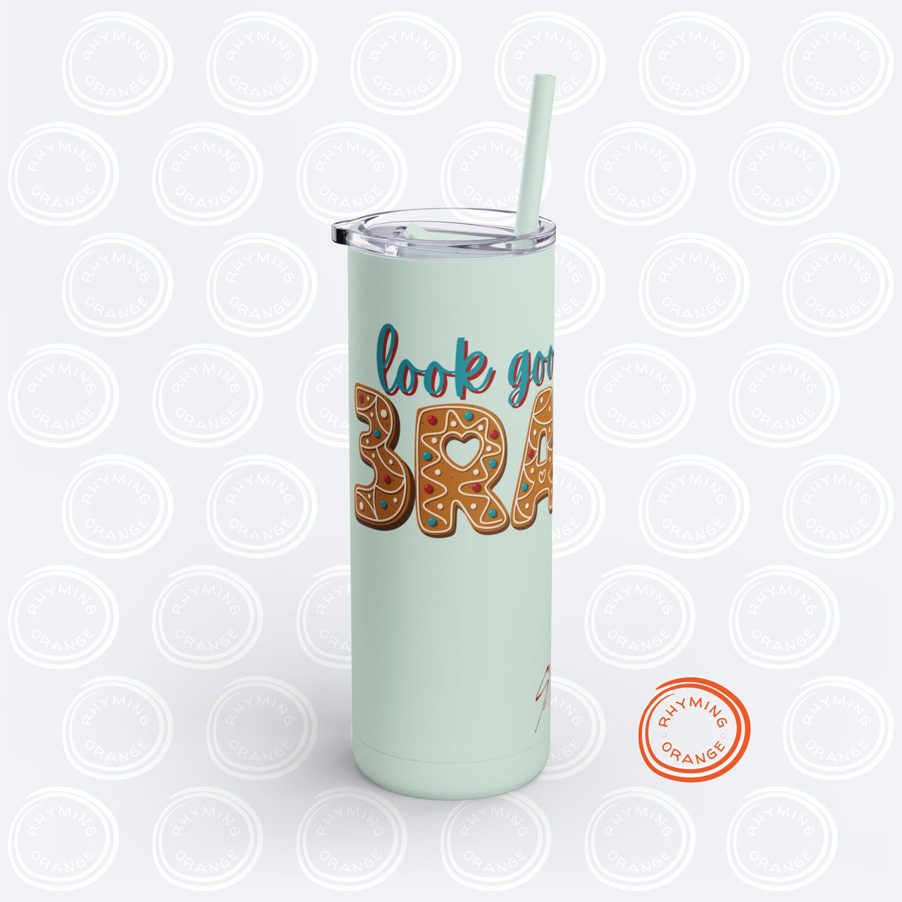 3Racha Holiday Skinny Tumbler, Stray Kids "Look Good & Tasty" 20oz Mug with Lid and Straw, SKZ KPop Merch, StrayKids Changbin Bangchan Han