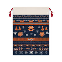 Thumbnail for Personalized Auburn University Tigers Inspired Sweater Print Navy Giant Santa Sack Gift Bag