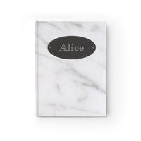 Thumbnail for Marble and Leather Name Plate All-Over-Print Hardcover Journal, Matte with Lined or Blank Pages, Luxury Look Printed Cover