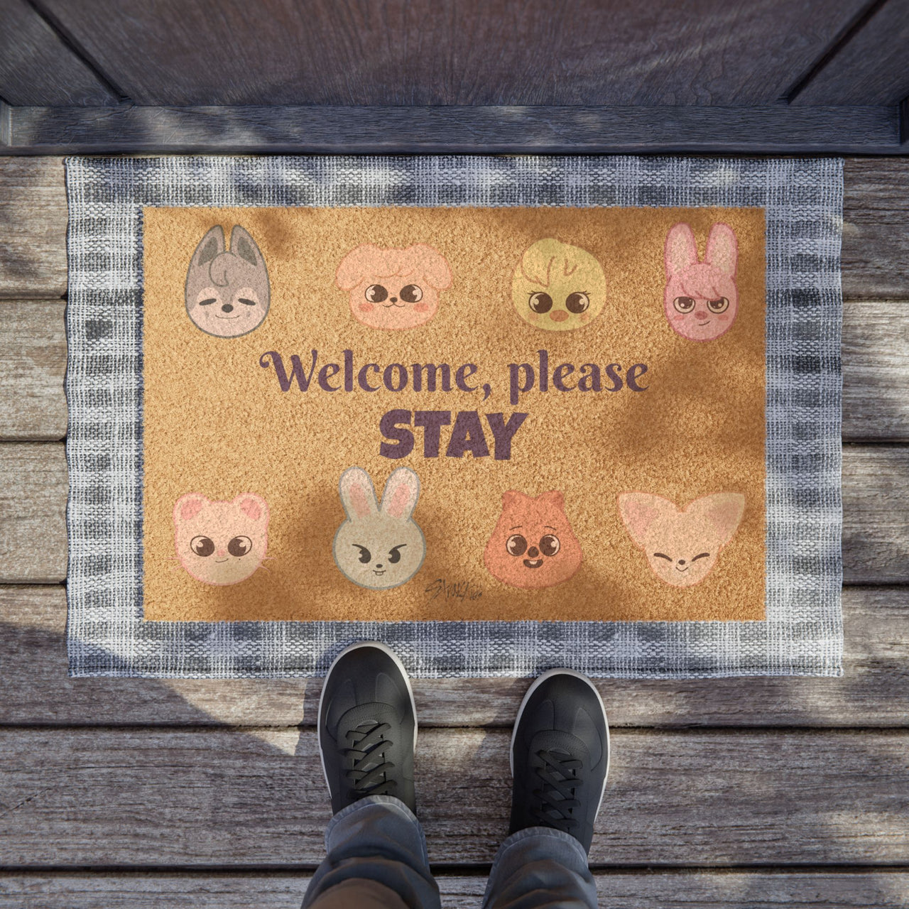 Stray Kids SKZoo Welcome Mat, SKZ Doormat, StrayKids Outdoor Rug and Front Door Mat, Bbokari Gift, StrayKids Merch, KPop Merch, Unique Gift