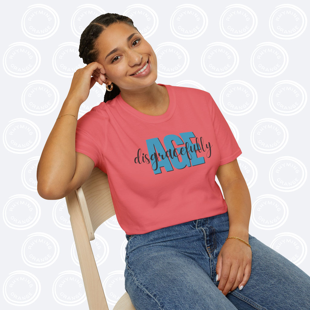 Age Disgracefully Unisex Softstyle T-Shirt, Mom Girlfriend Grandmother Birthday Shirt, Holiday Christmas Funny Gift, Mothers Day Mama Tee