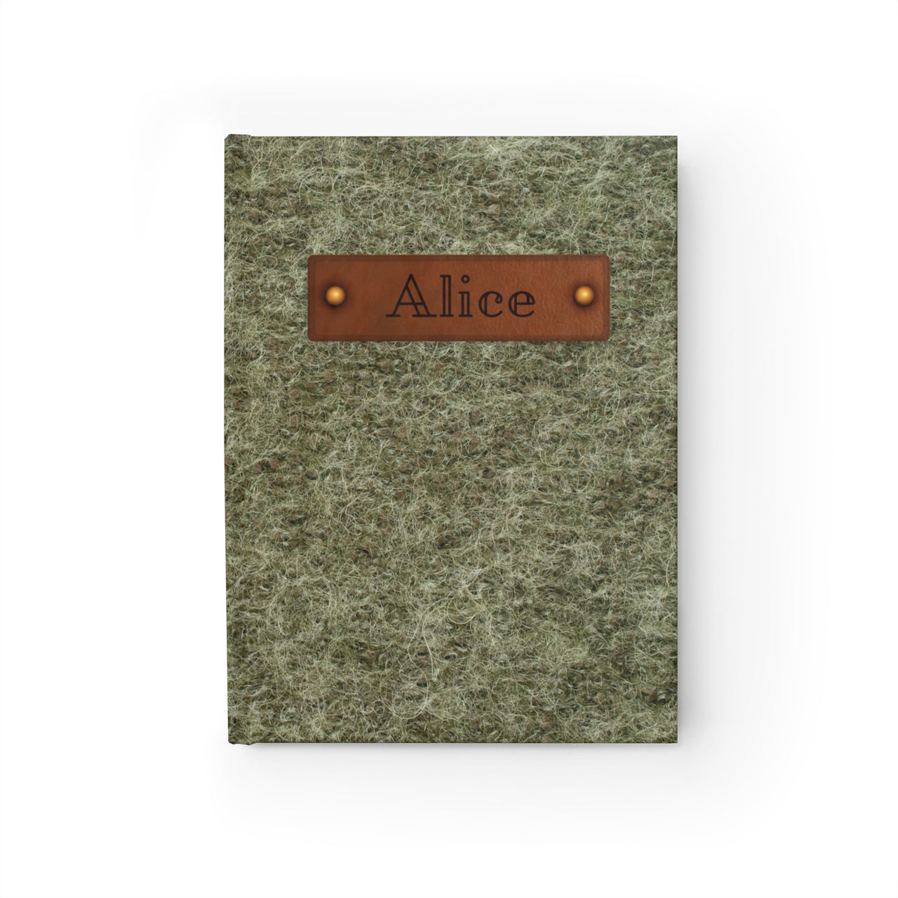 Moss and Leather Name Plate All-Over-Print Hardcover Journal, Matte with Lined or Blank Pages, Luxury Printed Cover