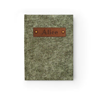 Thumbnail for Moss and Leather Name Plate All-Over-Print Hardcover Journal, Matte with Lined or Blank Pages, Luxury Printed Cover