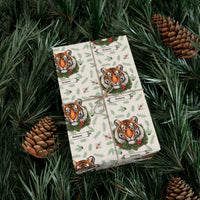 Thumbnail for Personalized Holiday Tigers Vintage Wrapping Paper, Custom Festive Tiger Gift Wrap Rolls, Jungle Animal Print Christmas Paper