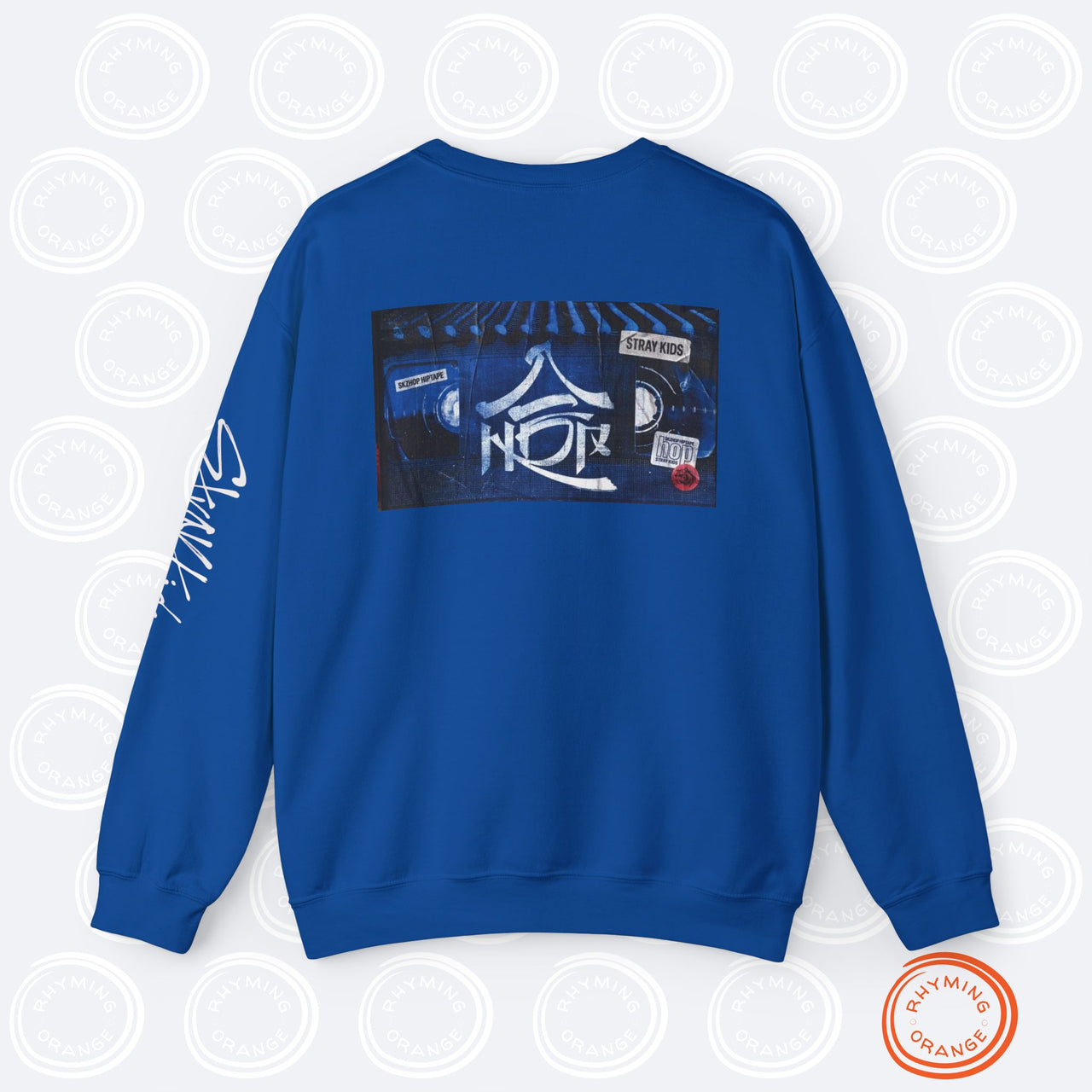 SKZHOP HIPTAPE Release Crewneck Sweatshirt, Unisex Stray Kids Album Merch Front Back Sleeve Print, SKZ BangChan Felix Hyunjin KPop Shirt