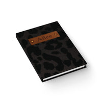 Thumbnail for Black Velvet Cheetah and Leather Name Plate All-Over-Print Hardcover Journal, Matte with Lined or Blank Pages, Luxury Look Printed Cover