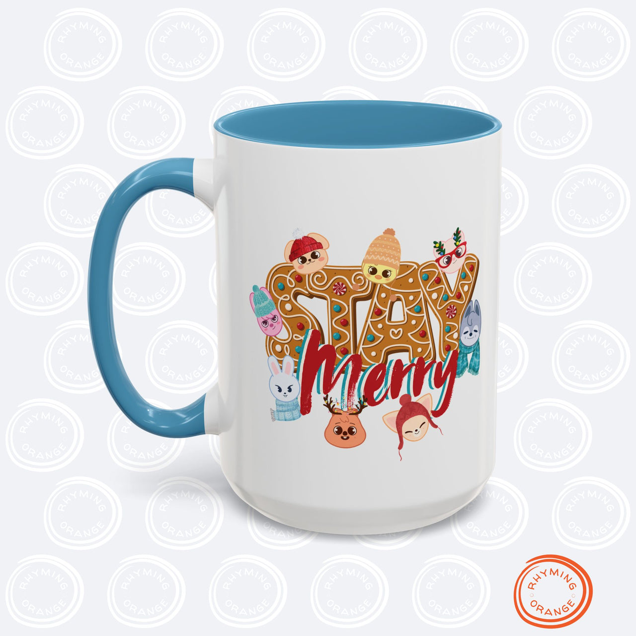 Personalized Stray Kids SKZoo Holiday Mug, Custom 11oz 15oz SKZ STAY Merry Gingerbread Accent Mug, StrayKids Quokka Bbokari Bang Chan Merch