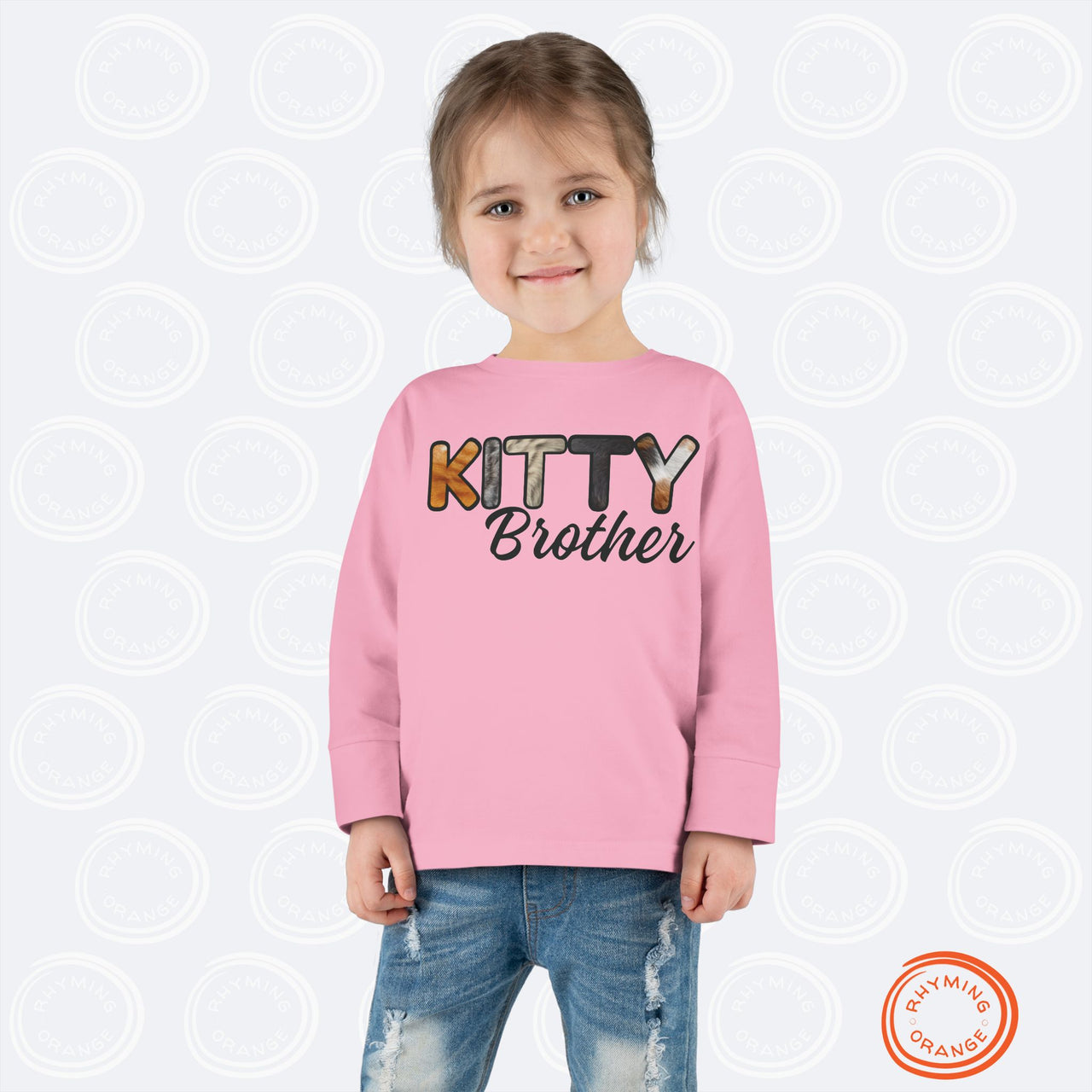 Cat Brother Toddler Tee, Long Sleeve Furry Letter Custom Tshirt Pet Sibling, Kitty Surprise Birthday Holiday Boy Shirt Gift, Family Pajamas