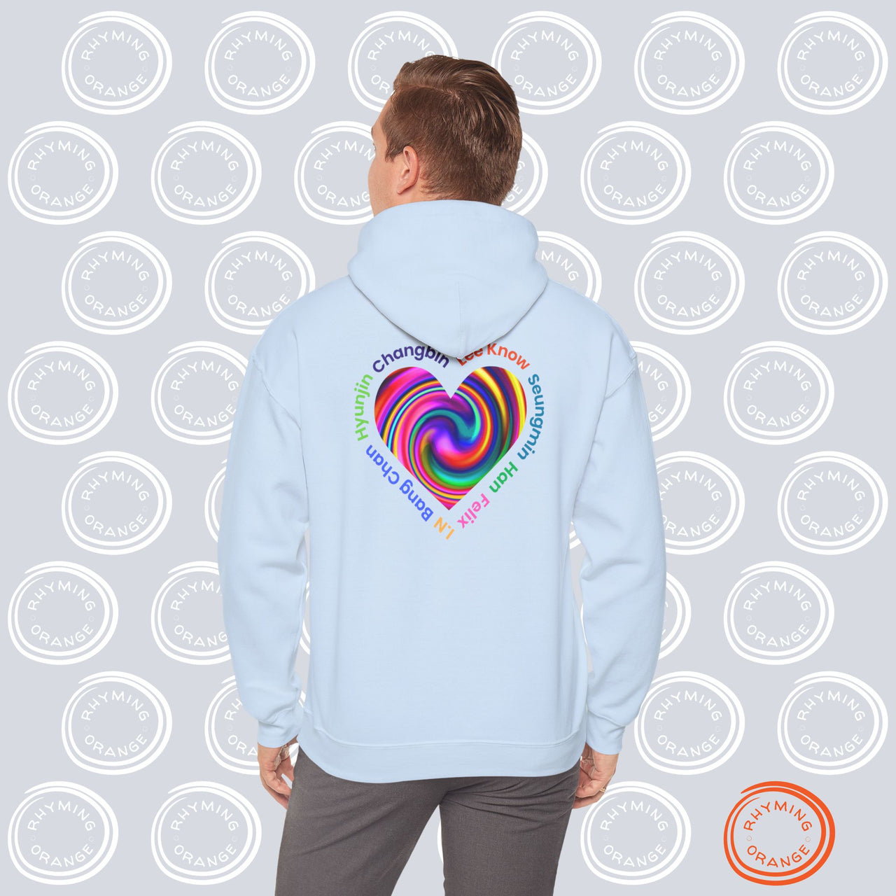 PERSONALIZED Stray Kids Fan Unique Swirl Heart Unisex hoodie sweatshirt front name design, SKZ fan gift, Kpop gift, hooded sweatshirt