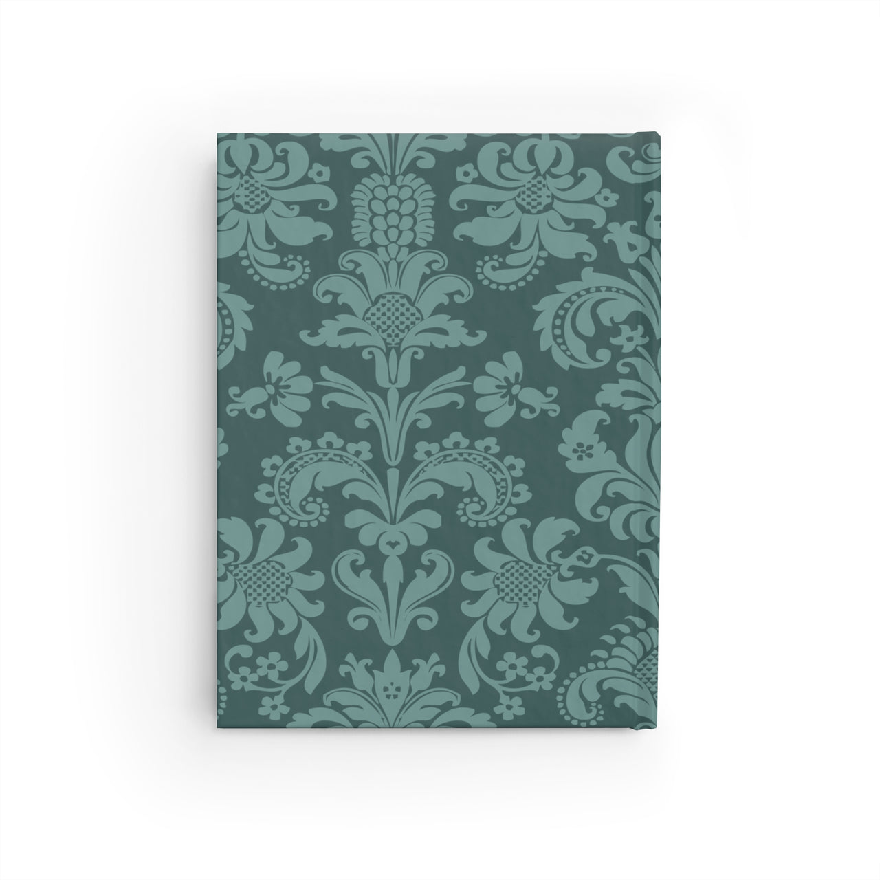 Teal Brocade and Leather Name Plate All-Over-Print Hardcover Journal, Matte with Lined or Blank Pages, Luxury Look Printed Cover