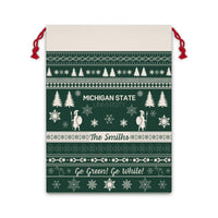 Thumbnail for Personalized Michigan State University Spartans Inspired Sweater Print Giant Santa Sack, Custom MSU Gift Bag