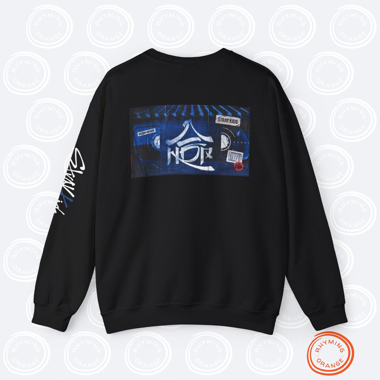 SKZHOP HIPTAPE Release Crewneck Sweatshirt, Unisex Stray Kids Album Merch Front Back Sleeve Print, SKZ BangChan Felix Hyunjin KPop Shirt