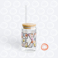 Thumbnail for Custom Stray Kids SKZoo Letters Sipper Glass, SKZ 16oz Covered Glass with Bamboo Lid and Straw, StrayKids KPop Merch Bbokari BangChan Leebit