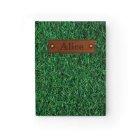 Thumbnail for Grass and Leather Name Plate All-Over-Print Hardcover Journal, Matte with Lined or Blank Pages, Luxury Printed Cover