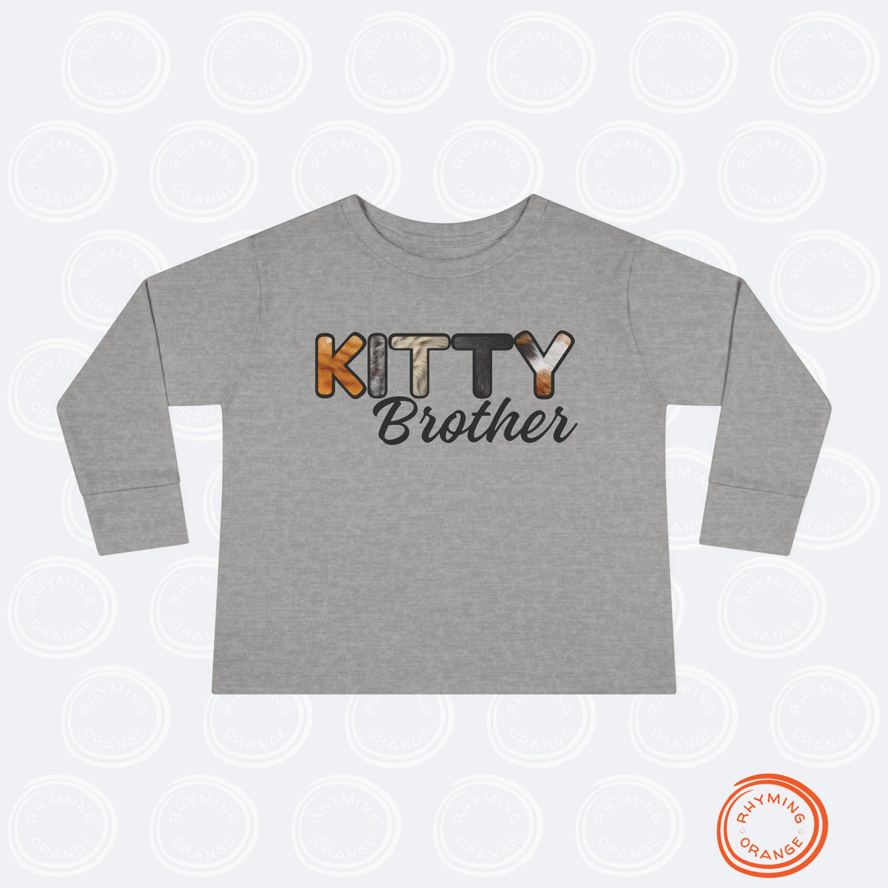 Cat Brother Toddler Tee, Long Sleeve Furry Letter Custom Tshirt Pet Sibling, Kitty Surprise Birthday Holiday Boy Shirt Gift, Family Pajamas