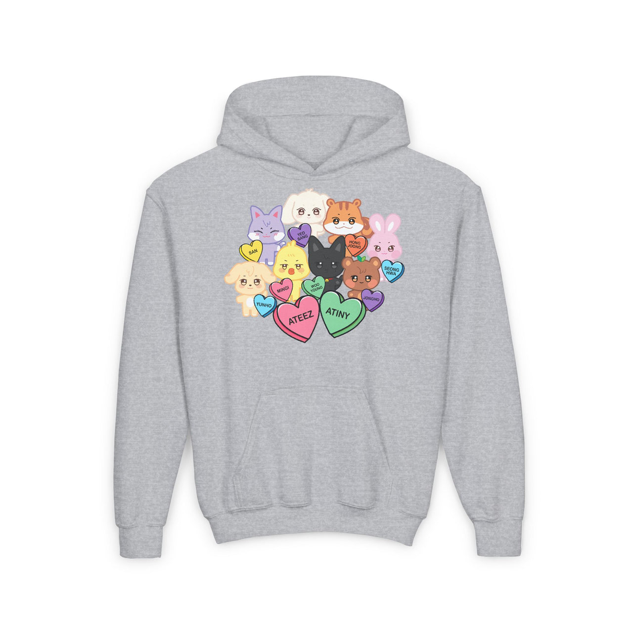 Aniteez Candy Hearts YOUTH Hoodie, ATEEZ Kids Valentine's Unisex Sweatshirt, KPop Merch  Hongjoong San Mingi Wooyoung Yunho Jongho Seonghwa