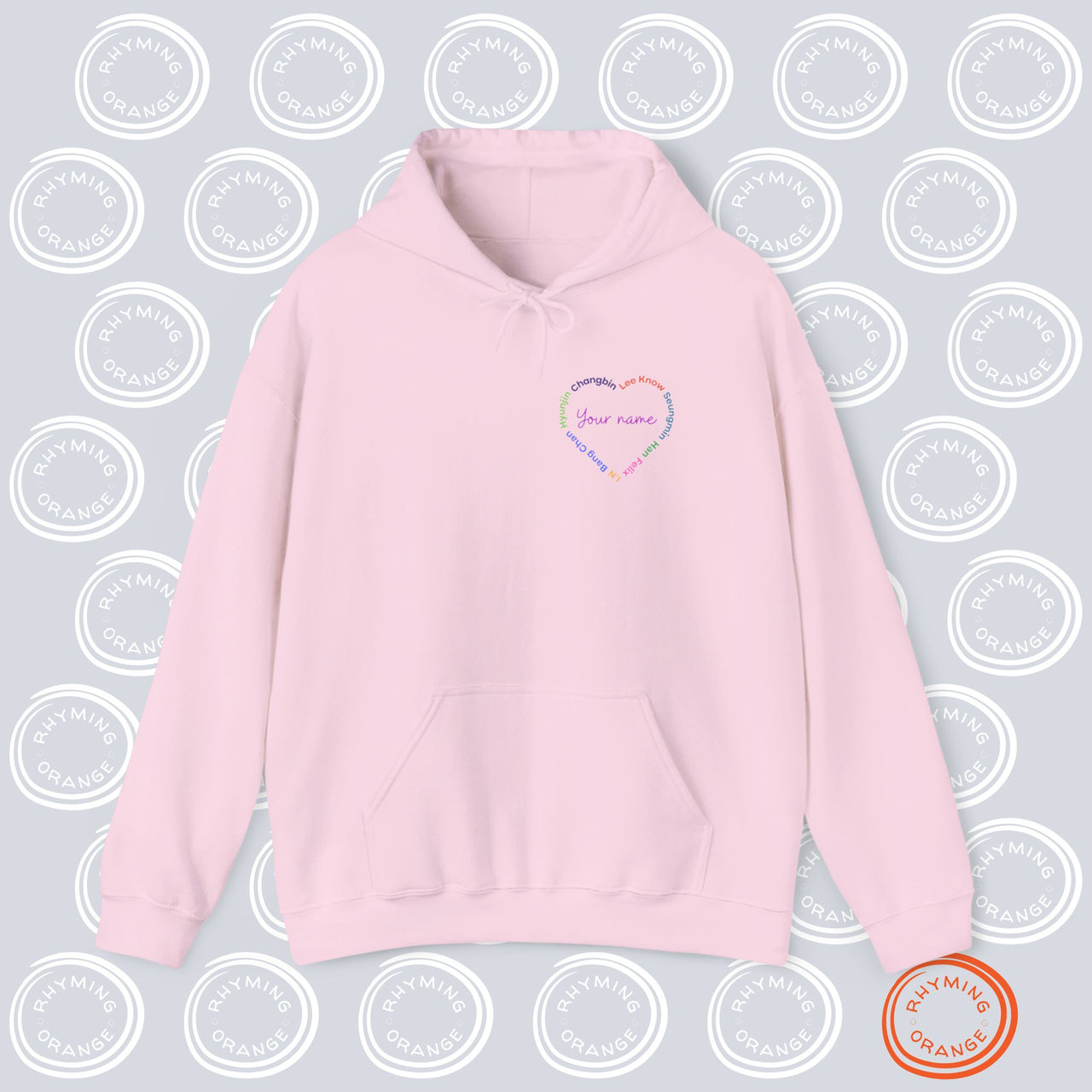 PERSONALIZED Stray Kids Fan Unique Swirl Heart Unisex hoodie sweatshirt front name design, SKZ fan gift, Kpop gift, hooded sweatshirt