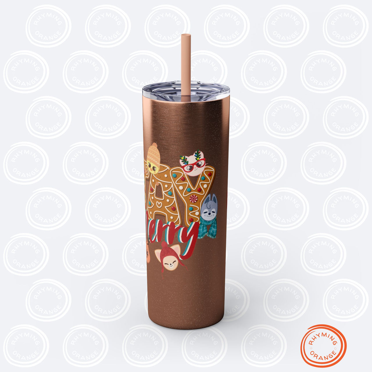 Personalized Stray Kids Holiday Tumbler, Custom SKZoo "STAY Merry" 20oz Skinny Tumbler with Straw, SKZ StrayKids Insulated Mug