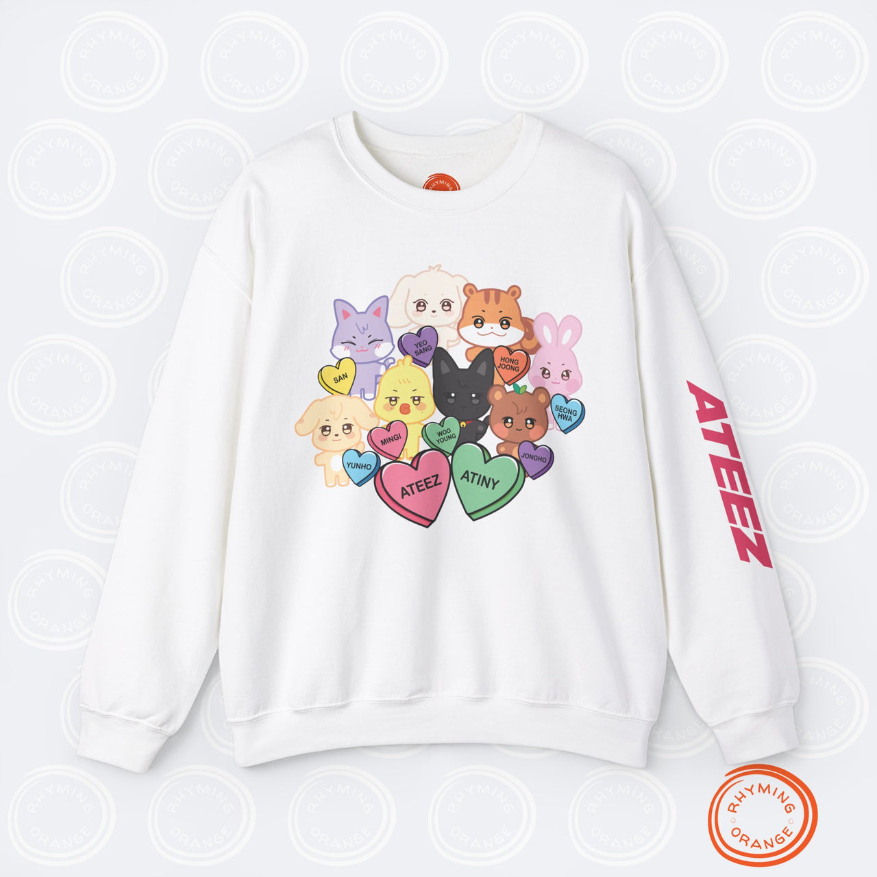 Aniteez Candy Hearts Sweatshirt, ATEEZ Valentine's Unisex Shirt, KPop Merch Hongjoong San Mingi Wooyoung Yunho Jongho Seonghwa Yeosang