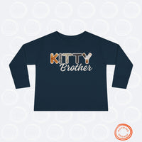 Thumbnail for Cat Brother Toddler Tee, Long Sleeve Furry Letter Custom Tshirt Pet Sibling, Kitty Surprise Birthday Holiday Boy Shirt Gift, Family Pajamas