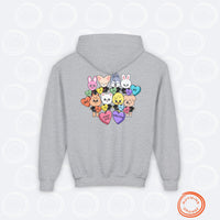 Thumbnail for Personalized SKZoo Candy Hearts YOUTH Hoodie, Stray Kids Custom Valentine's Unisex Kids Sweatshirt, StrayKids SKZ KPop Children's Merch