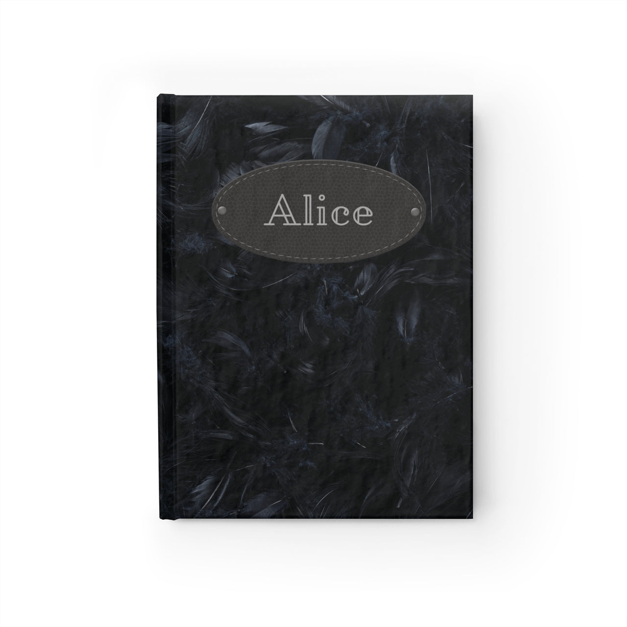 Feathers and Leather Name Plate All-Over-Print Hardcover Journal, Matte with Lined or Blank Pages, Luxury Look Printed Cover