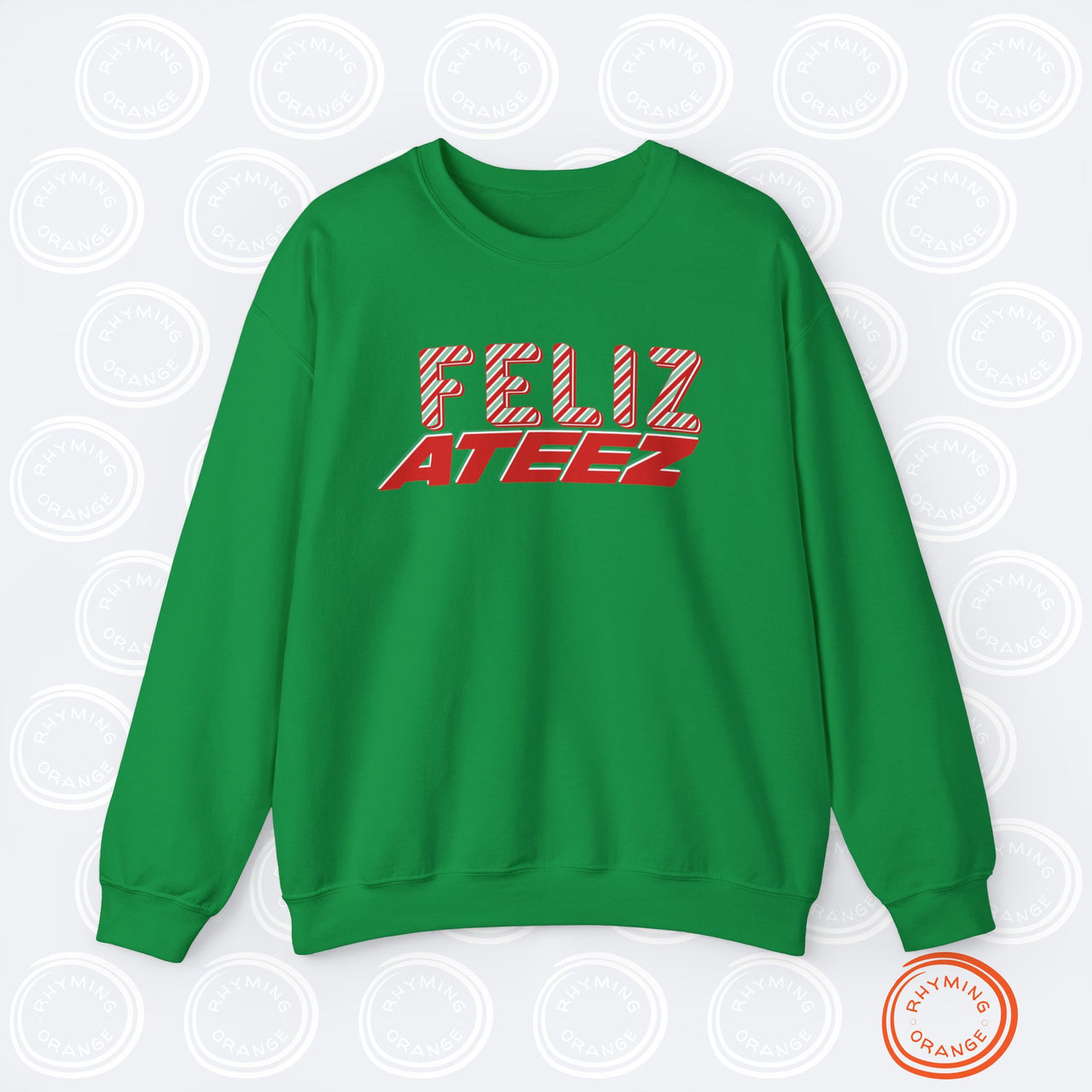 Ateez Holiday Sweatshirt, "Feliz Ateez" Christmas Unisex Sweatshirt