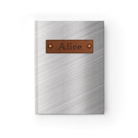 Thumbnail for Stainless Steel and Leather Name Plate All-Over-Print Hardcover Journal Matte with Lined or Blank Pages, Luxury Look Printed Cover