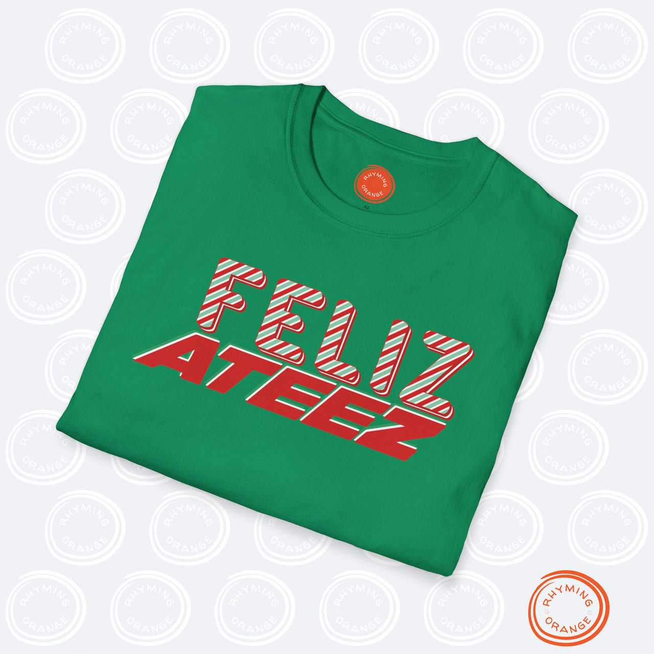 Ateez Holiday Tee, "Feliz Ateez" Christmas Softstyle Unisex Tshirt