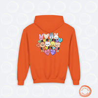 Thumbnail for Personalized SKZoo Candy Hearts YOUTH Hoodie, Stray Kids Custom Valentine's Unisex Kids Sweatshirt, StrayKids SKZ KPop Children's Merch