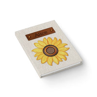 Thumbnail for Sunflower Embroidery and Leather Name Plate All-Over-Print Hardcover Journal, Matte with Lined or Blank Pages, Luxury Look Printed Cover