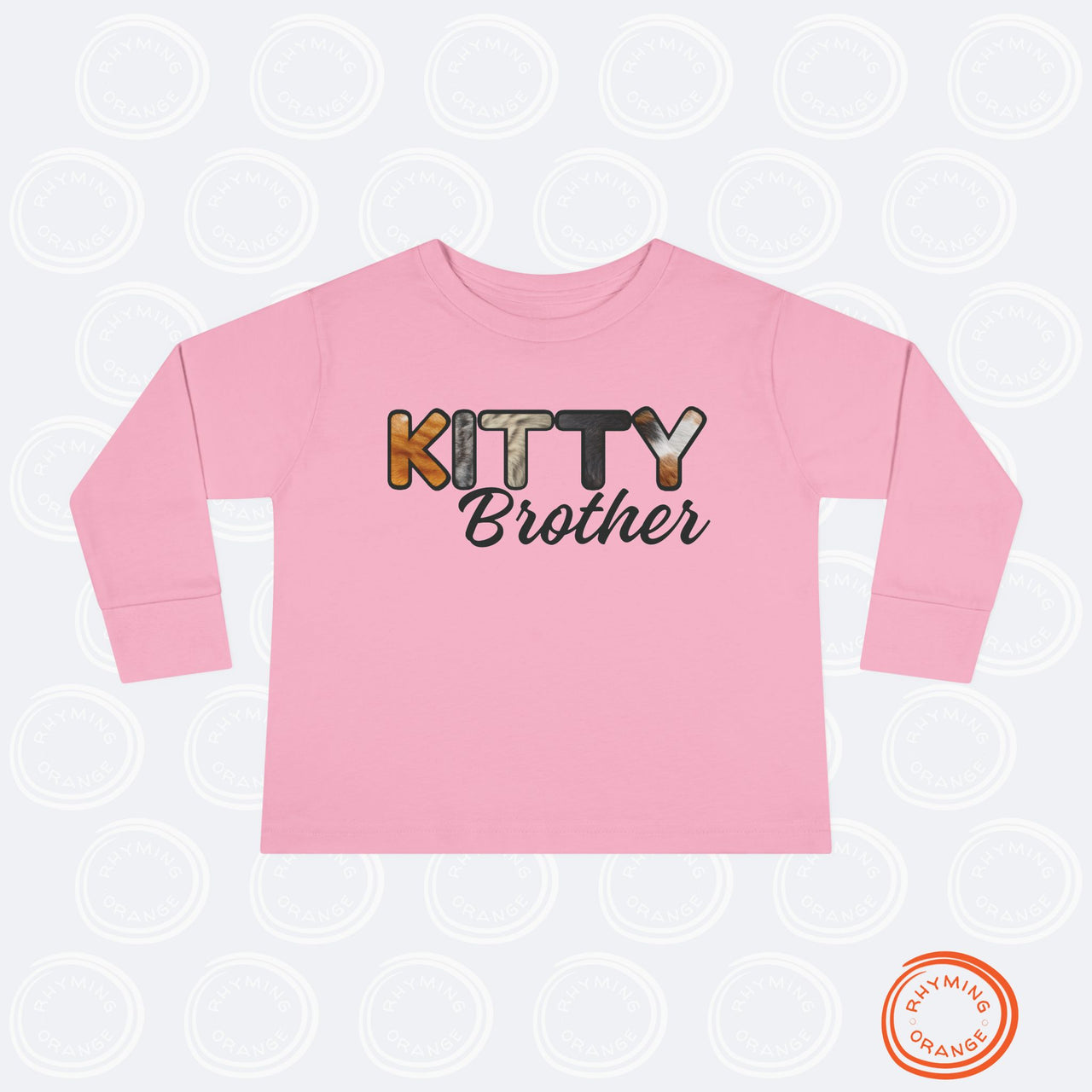 Cat Brother Toddler Tee, Long Sleeve Furry Letter Custom Tshirt Pet Sibling, Kitty Surprise Birthday Holiday Boy Shirt Gift, Family Pajamas