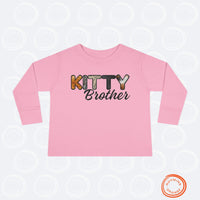 Thumbnail for Cat Brother Toddler Tee, Long Sleeve Furry Letter Custom Tshirt Pet Sibling, Kitty Surprise Birthday Holiday Boy Shirt Gift, Family Pajamas