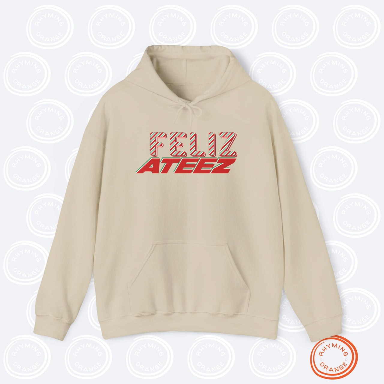 Ateez Holiday Hoodie, "Feliz Ateez" Christmas Unisex Hooded Sweatshirt