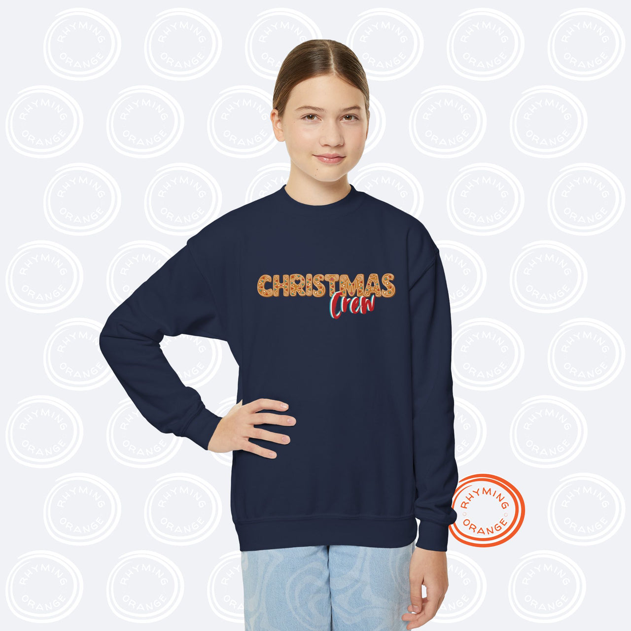 Personalized Christmas Crew Gingerbread Youth Sweatshirt, Custom Holidays Kids Sweatshirt, Family Matching Outfits, Christmas Shirt Pajamas