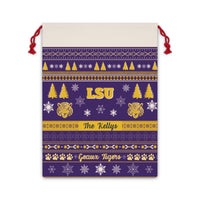 Thumbnail for Personalized LSU Tigers Inspired Sweater Print Santa Sack Gift Bag