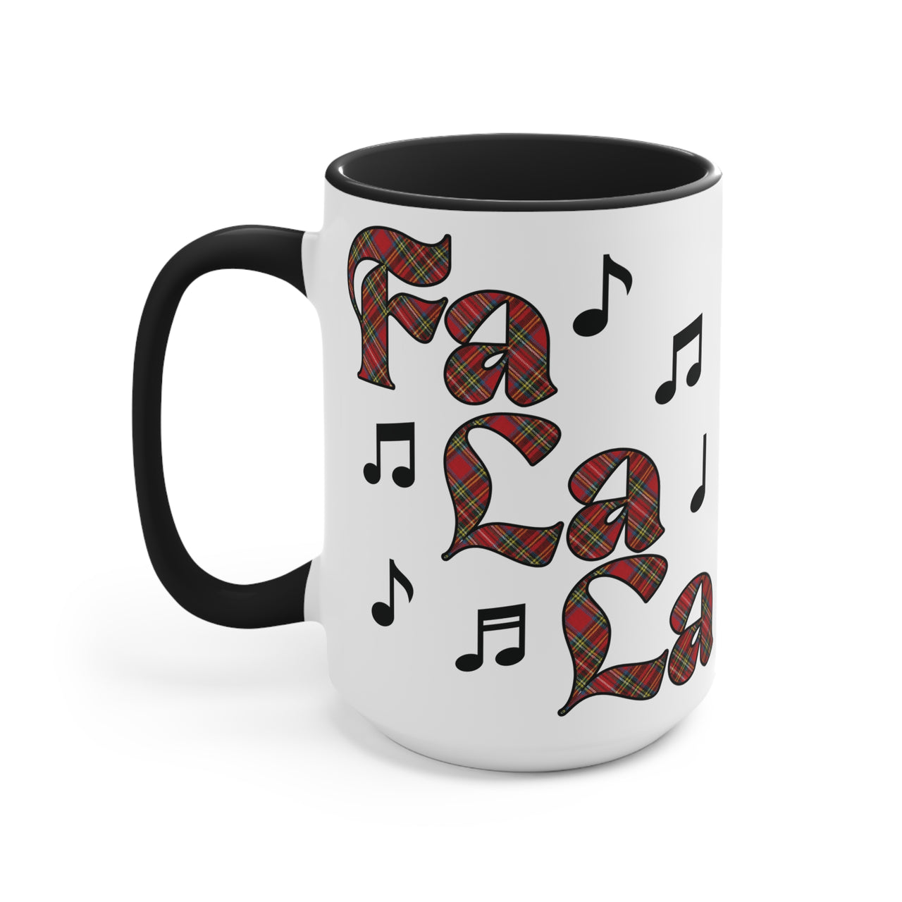 Personalized Holiday Music Mug Custom "Fa La La" Coffee Tea Accent Color Mug, Christmas Song Mug for Musician, Music Lover, Teacher