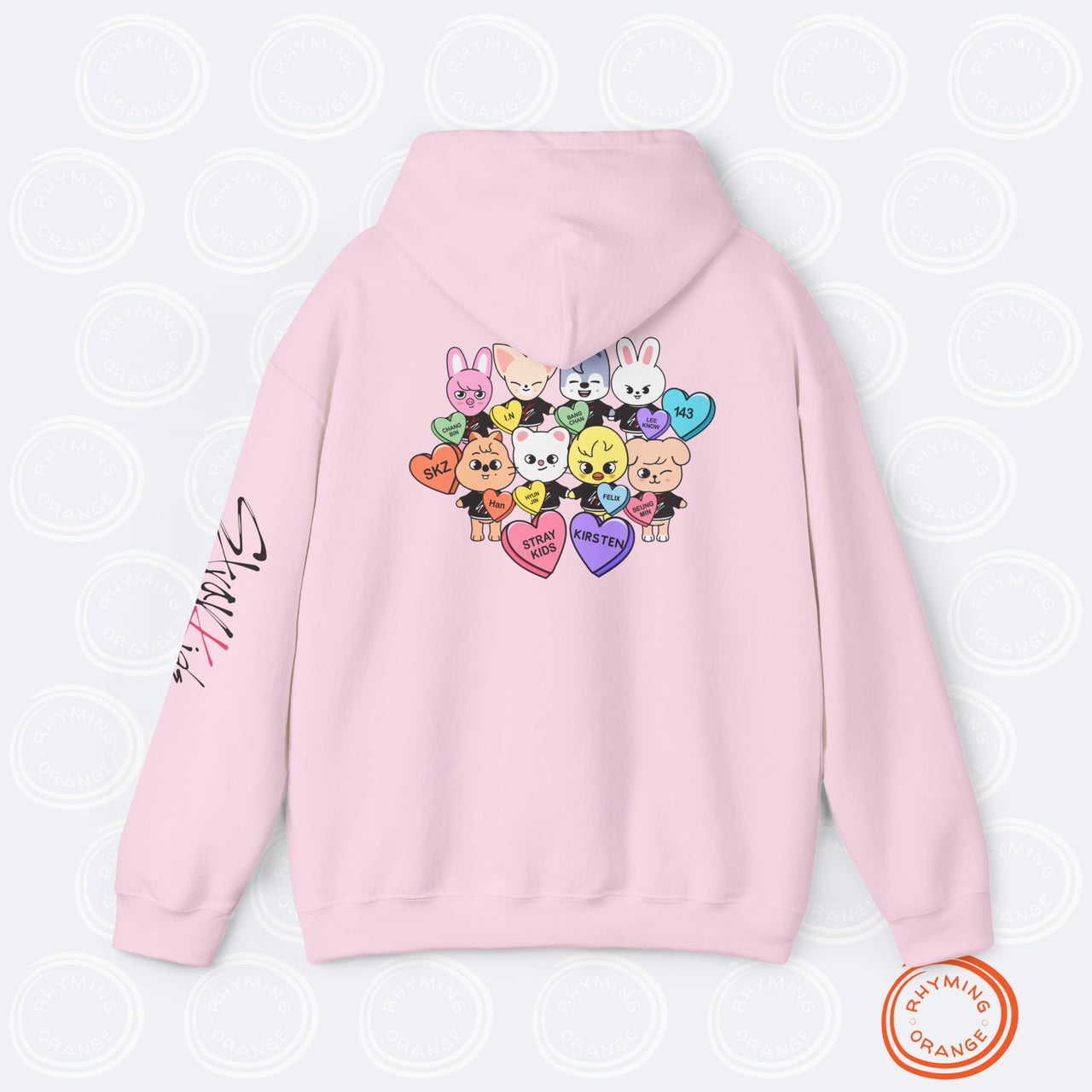 Personalized SKZoo Candy Hearts Hoodie, Stray Kids Custom Valentine's Unisex Sweatshirt, StrayKids SKZ KPop Merch, BangChan Felix Hyunjin