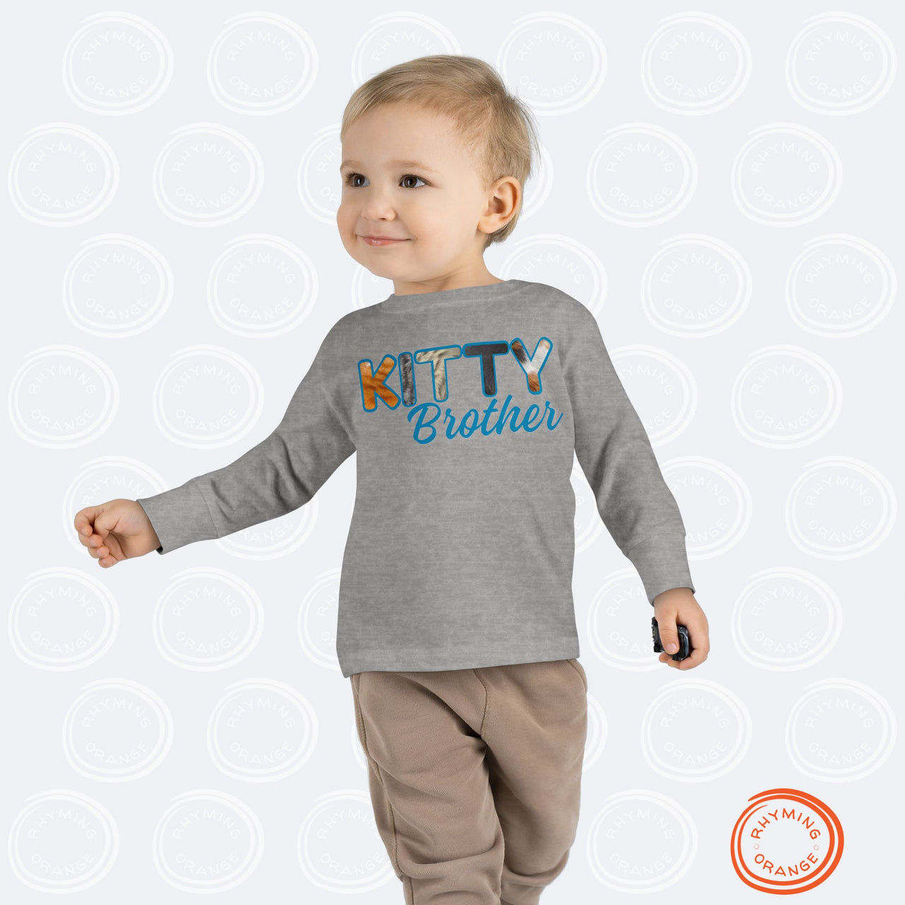 Custom Toddler Tee for Cat Brother or Sister, Long Sleeve Furry Letter Pet Sibling, Birthday Baby Shower Gift, Mom Gift, Family Pajamas