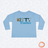 Thumbnail for Custom Toddler Tee for Cat Brother or Sister, Long Sleeve Furry Letter Pet Sibling, Birthday Baby Shower Gift, Mom Gift, Family Pajamas