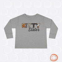 Thumbnail for Cat Sister Toddler Tee, Long Sleeve Furry Letter Custom Tshirt Pet Sibling, Kitty Surprise Birthday Gift, Expecting Mom Gift, Family Pajamas