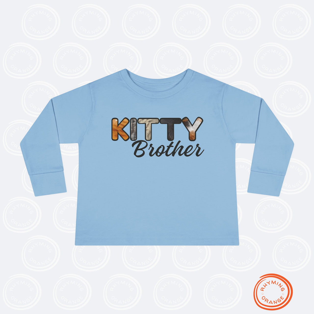 Cat Brother Toddler Tee, Long Sleeve Furry Letter Custom Tshirt Pet Sibling, Kitty Surprise Birthday Holiday Boy Shirt Gift, Family Pajamas