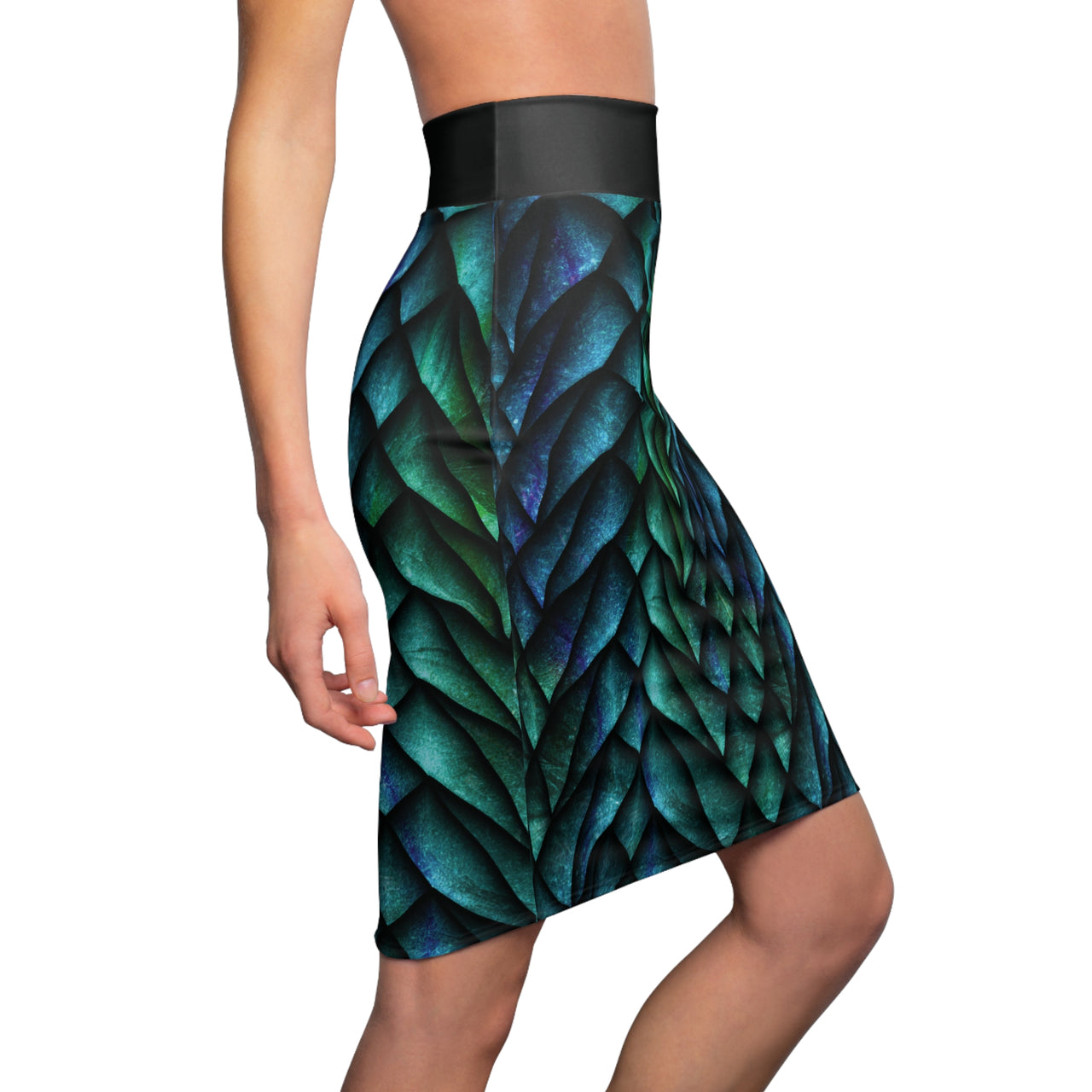 Dragon Scales Pencil Skirt, Blue Green Fantasy Clothing Dress, Gothic Medieval Core, Cosplay Elven Mystical Costume, Mermaid Dragon Skirt