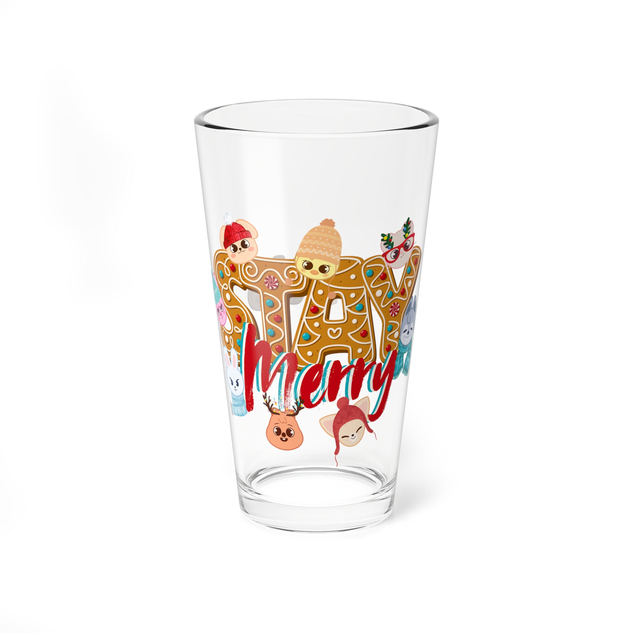 Personalized Stray Kids SKZoo Holiday Pint Glass, Custom SKZ STAY Merry Gingerbread 16 oz Mixer, StrayKids Quokka Bbokari BangChan Merch