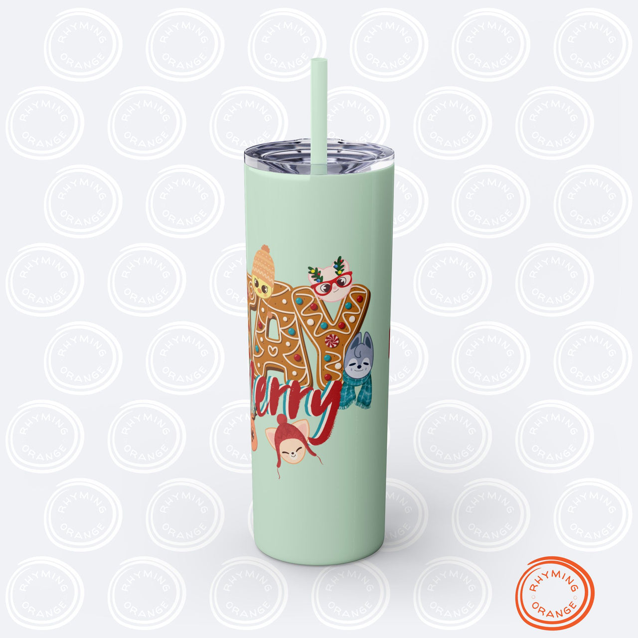 Personalized Stray Kids Holiday Tumbler, Custom SKZoo "STAY Merry" 20oz Skinny Tumbler with Straw, SKZ StrayKids Insulated Mug